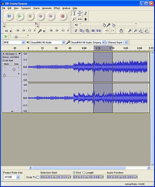 Screenshot von Audacity 