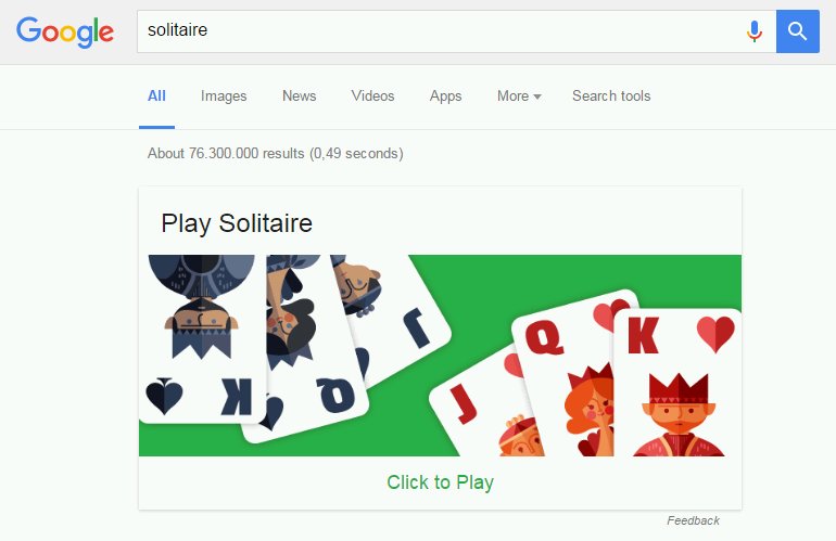 Google-Easteregg: Jetzt Tic-Tac-Toe und Solitaire direkt in der