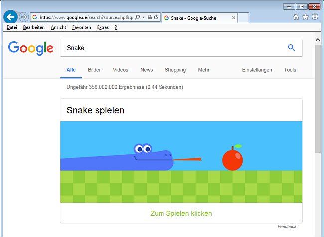 Google Suche nach Snake