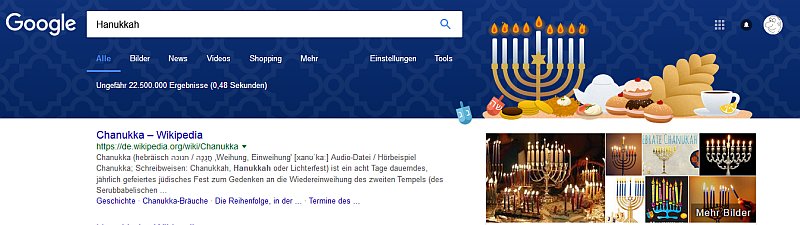 Hanukkah Fest 2017 in der Googlesuche 