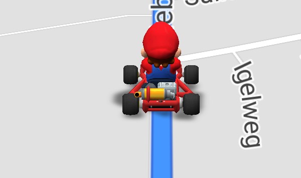 Mario Auto statt langweiligem Pfeil.