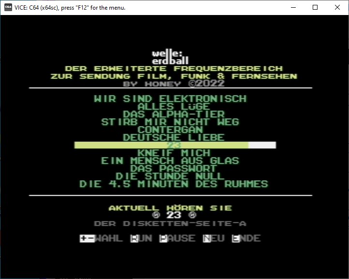 Musikplayer im C64-Emulator