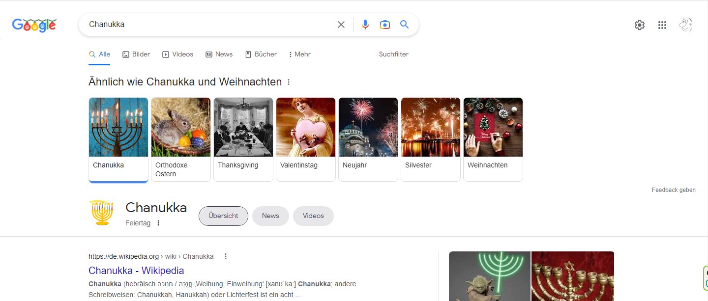 Google-Suche nach Channuka