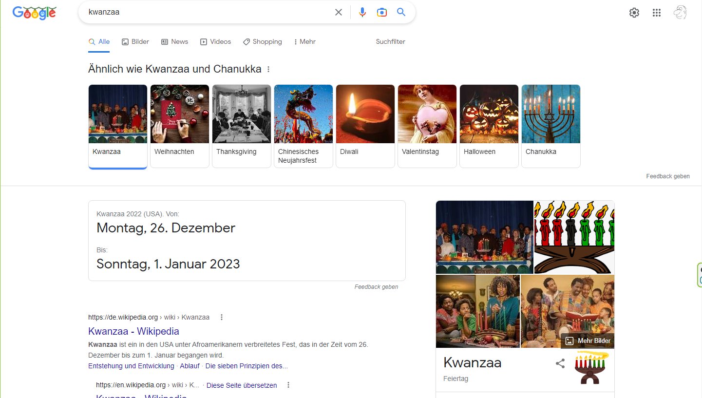 Googlesuche nach Kwanzaa