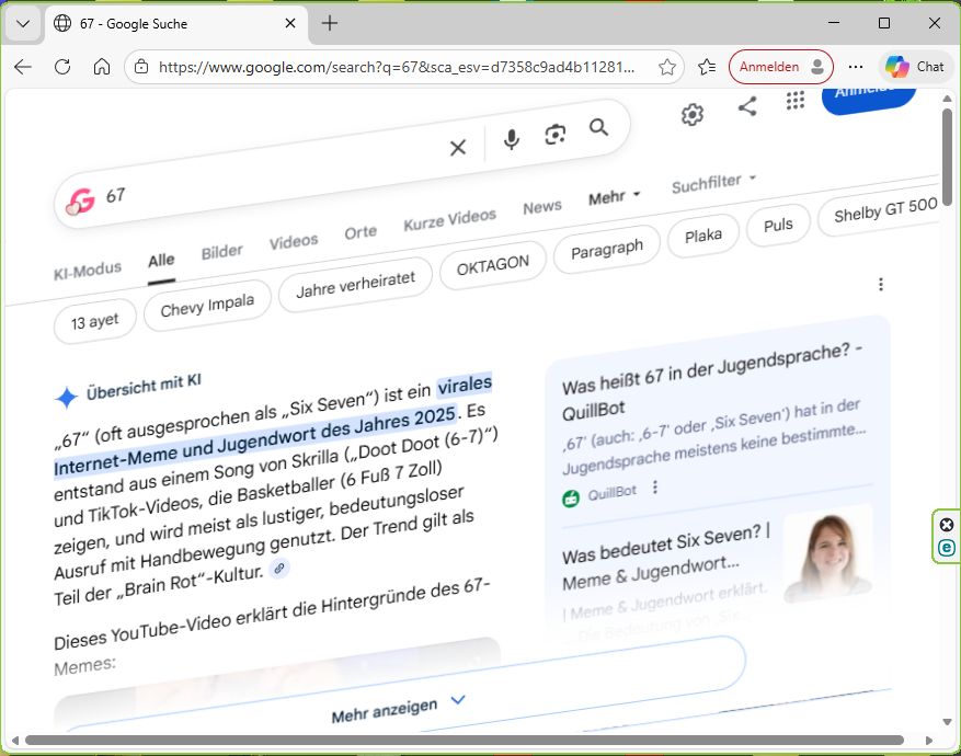 Suchergebniss von Google (Schräg, weil der Inhalt sich in diesem Moment bewegt hat)