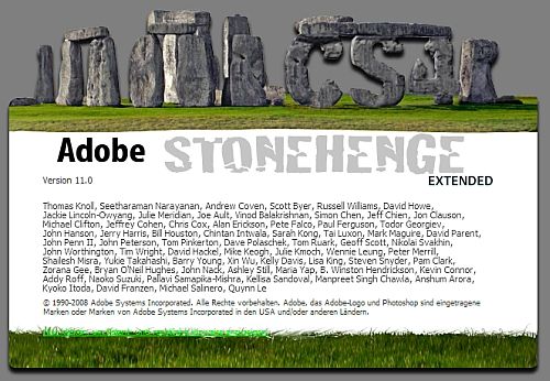 der alternative About-Bildschirm, angelehnt an Stonehenge