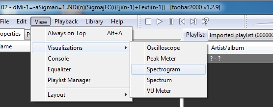 Einstellung der Visualisierung mit Spectrogramm