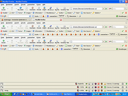 Screenshot vom Firefox-Browser mit 2 weiteren Instanzen innerhalb des Browserfensters