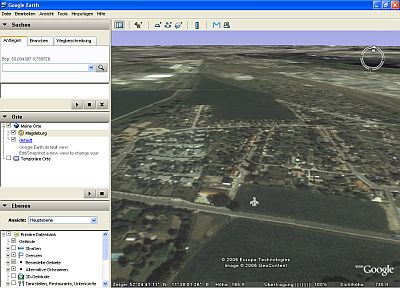 Oberfläche des Programms Google Earth