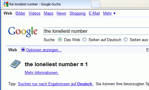 the loneliest number = 1