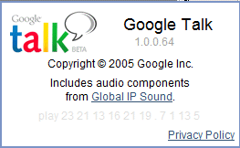 Copyright Bildschirm von Google Talk