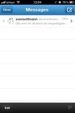 Twitter App DM Bildschirm