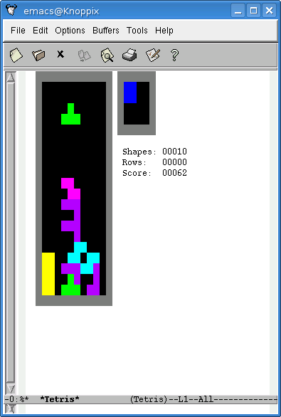 Tetris im emacs-Editor