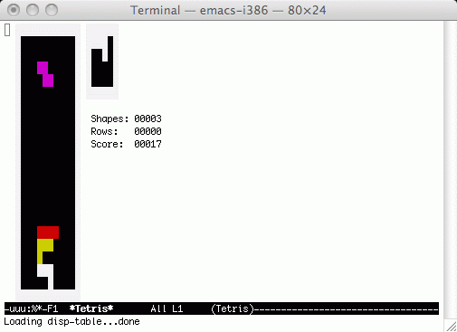 Minispiel Tetris in emacs