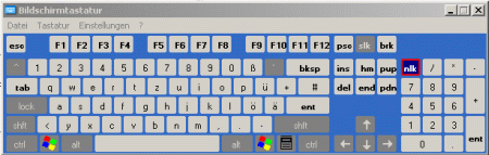 virtuelle Tastatur in Windows XP